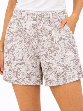 Michael Kors Neutral Printed Asymmetrical Hem Dress - Light Gray & White